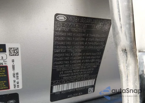 2019 Land Rover Range Rover 5.0L V8 Supercharged z USA, uszkodzony, nr VIN SALGS2RE2KA519155